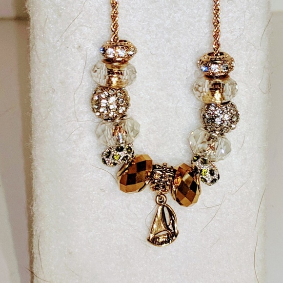 Beaded necklace, 20+ color options, gold or silver - Picture 3 of 3